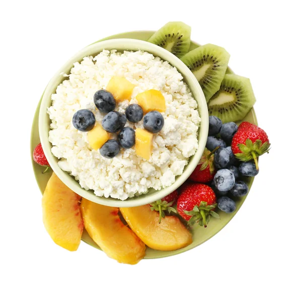 Cottage cheese with fruits and berries — Stock Photo, Image