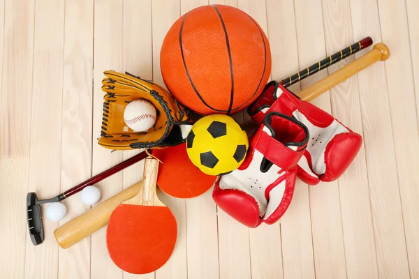 Sports equipment on table — Stock Photo, Image