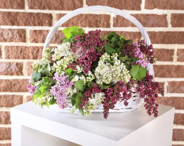 hasır sepet leylak çiçeği.