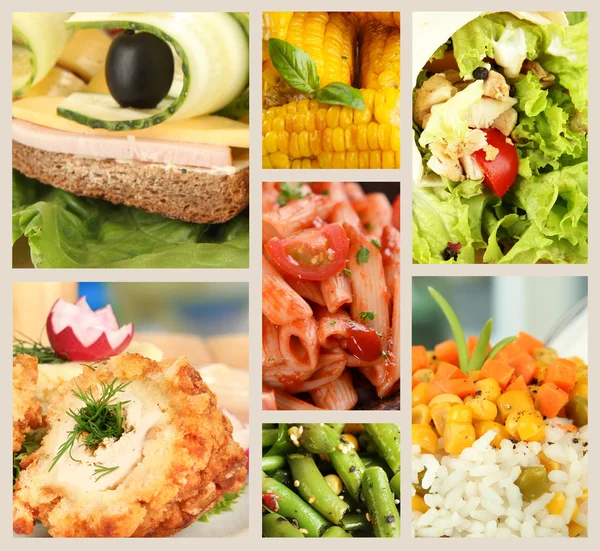 Collage köstlicher Lebensmittel aus nächster Nähe — Stockfoto
