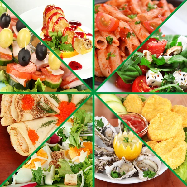 Collage of delicious food close-up — Stockfoto