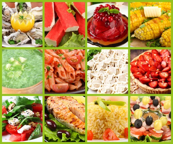 Collage of delicious food close-up — Stockfoto
