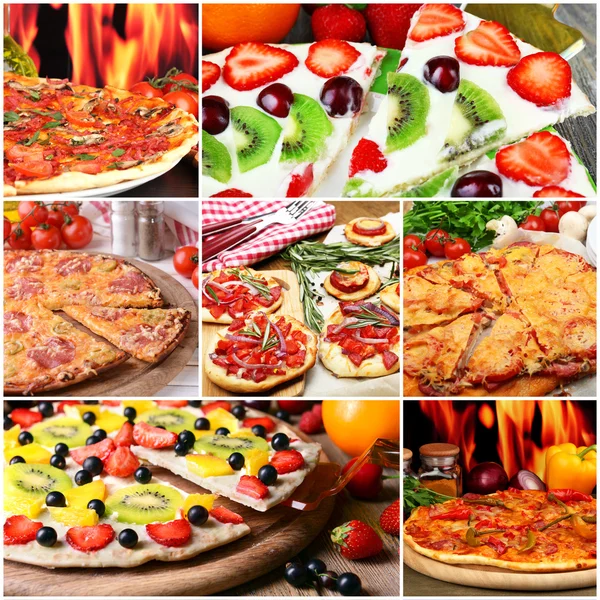 Pizza collage — Stockfoto