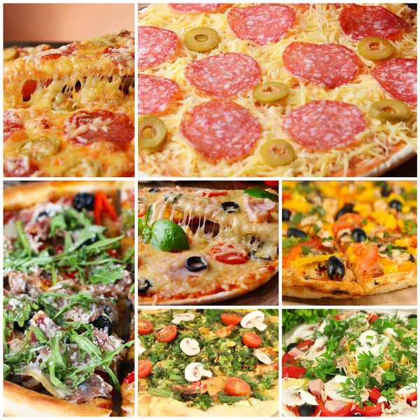 Pizza-Collage — Stockfoto