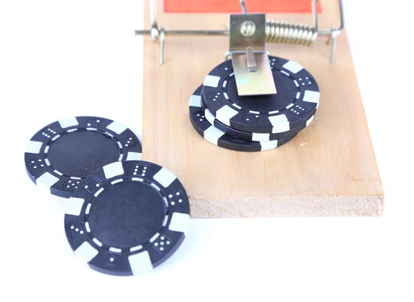 Mousetrap e chip de casino — Fotografia de Stock