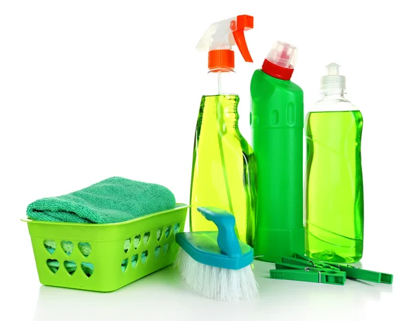 Productos de limpieza en blanco — Foto de Stock