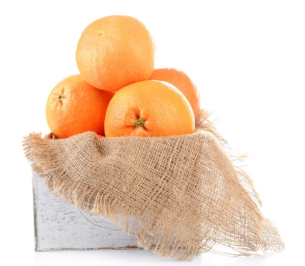 Ripe grapefruits in wooden box — Stock Photo, Image