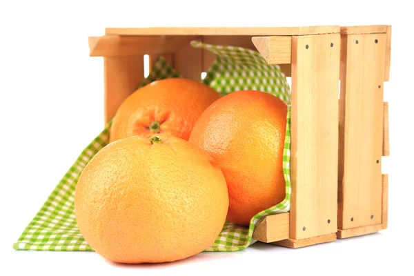 Zralých grapefruitů v dřevěné krabici — Stock fotografie