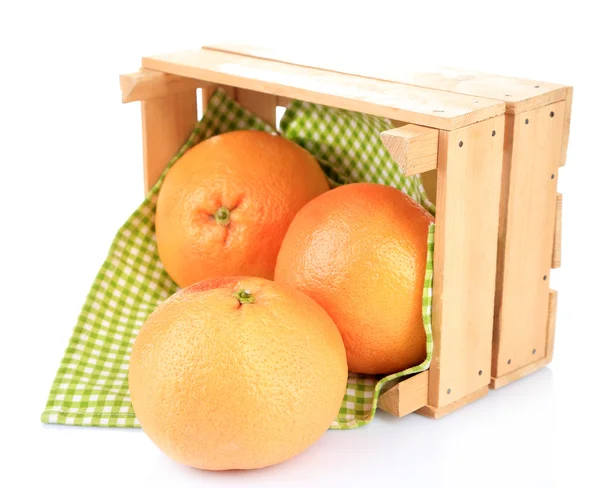 Zralých grapefruitů v dřevěné krabici — Stock fotografie