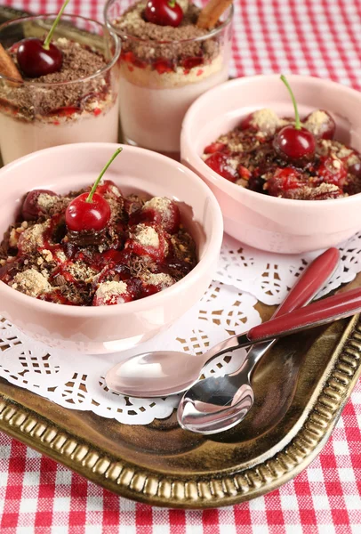 Tasty cherry dessert — Stock Photo, Image