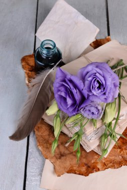 Eski mektupları ve çiçekler