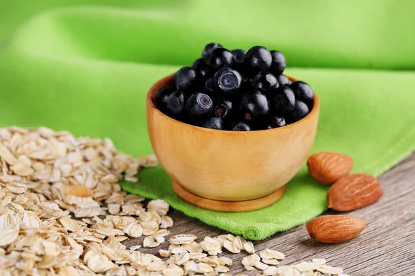 Little round bowl of bilberries — Stock Photo, Image