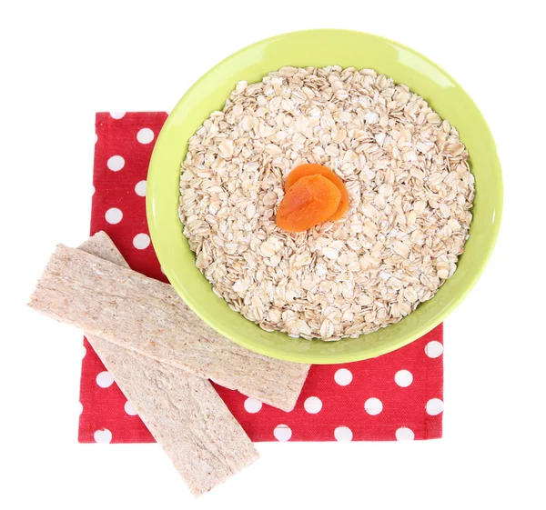 Oatmeal in a green bowl — Stock Photo, Image