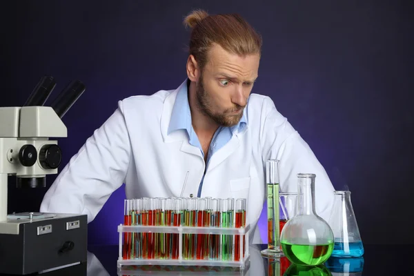 Crazy scientist in laboratory — Stock Photo, Image