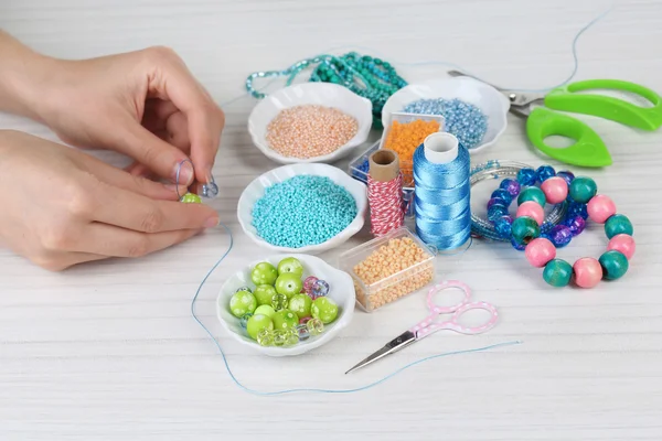 Process of creating costume jewelry — Stock Photo, Image