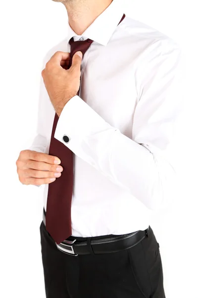 Hombre haciendo corbata — Foto de Stock