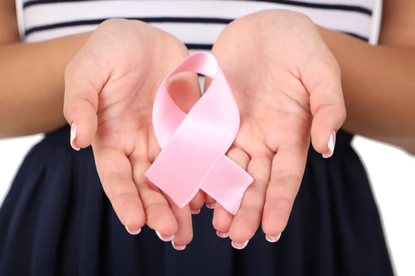 Woman with aids awareness ribbon — Stock Photo, Image