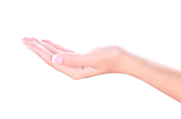 Mão feminina com unhas coloridas — Fotografia de Stock