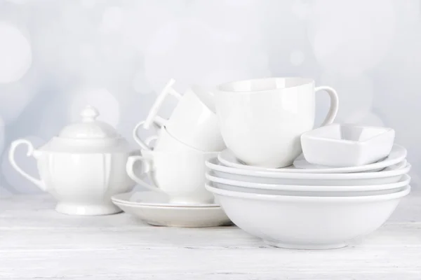 White crockery and kitchen utensils — Stock Photo, Image