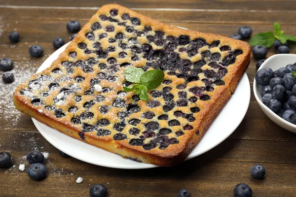 Tasty blueberry pie on table — Stock Photo, Image