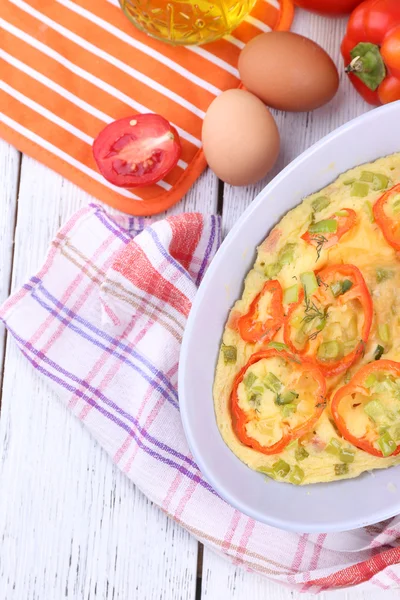 Casserole with vegetables in bowl  on table close-up — Stock Photo, Image