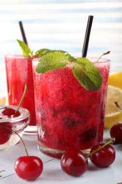 taze soğuk kiraz kokteyl limon ve nane 