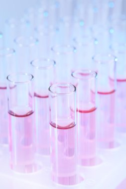 test tüpleri açık renkli sıvı ile