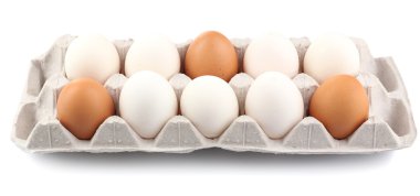 beyaz izole karton Pack farklı yumurta