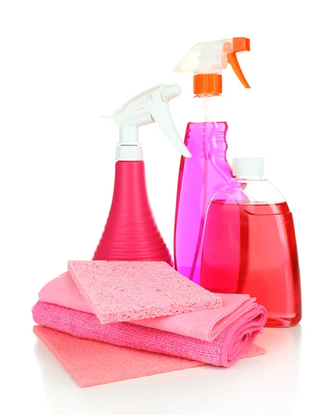 Produkty czyszczące izolowane na białym — Zdjęcie stockowe