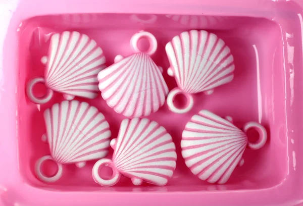 Beads for children in pink box — Stock Photo, Image