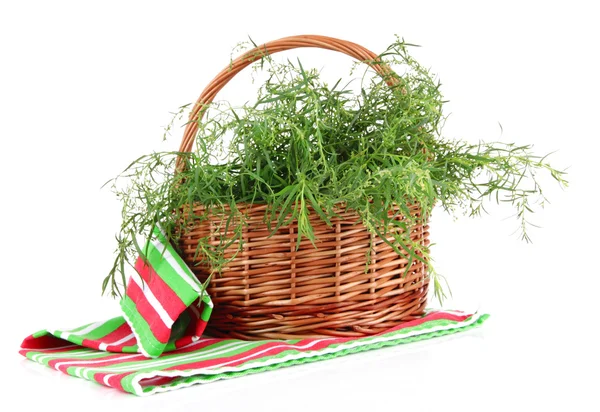 Basket of herbs isolated on white — Stock Photo, Image