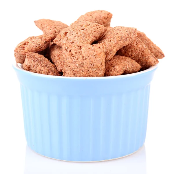 Dry breakfast in a small round bowl on white background isolated — Stock Photo, Image