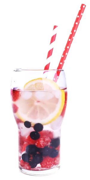 Glass of berry cocktail on white background isolated — Stock Photo, Image