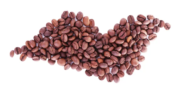 波形の白で隔離されるコーヒー豆 — ストック写真