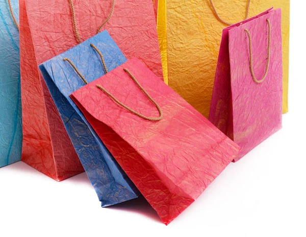 Paper shopping bags isolated on white — Stock Photo, Image