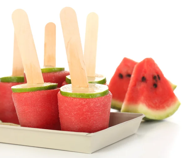 Watermelon ice-cream, isolated on white — Stock Photo, Image