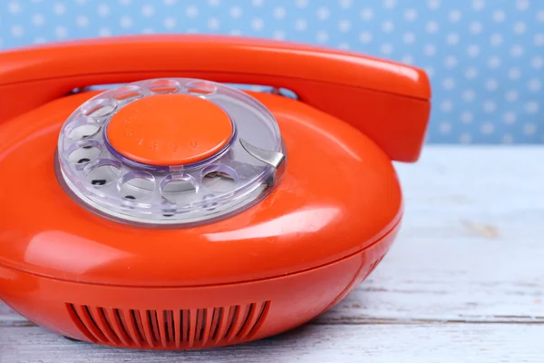 Retro red telephone on color background, close up — Stock Photo, Image