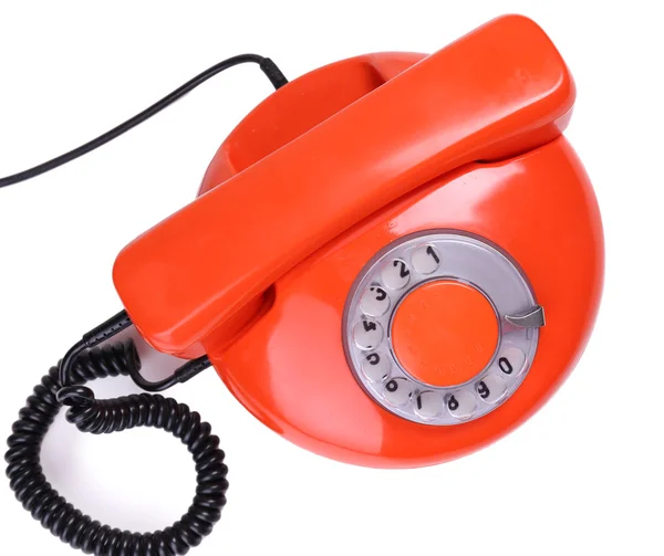 Retro czerwony telefon, na białym tle — Zdjęcie stockowe
