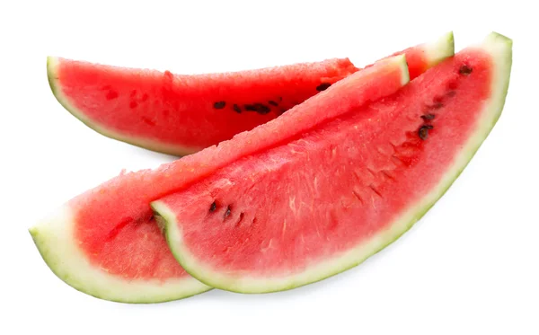 Frische Scheibe Wassermelone, isoliert auf weiß — Stockfoto