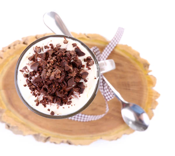 Yogurt with chocolate cream — Stock Photo, Image