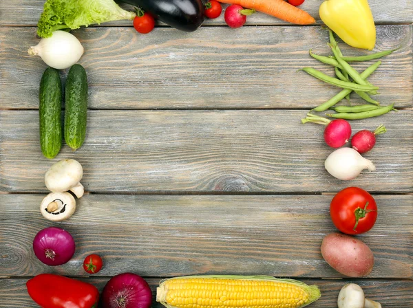 Summer frame with fresh organic vegetables