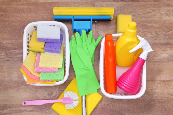 Collectie van het schoonmaken producten en tools — Stockfoto