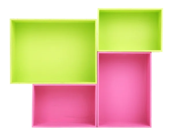 Mångfärgad rektangulära lådor isolerad på vit — Stockfoto
