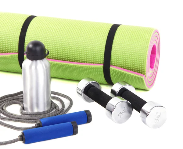 Spor malzemeleri spor mat beyaz izole — Stok fotoğraf