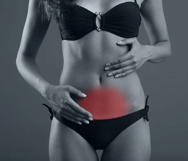 Concepto de dolor. Dolor abdominal — Foto de Stock