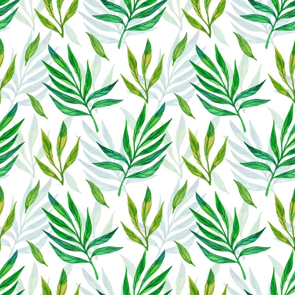 Leaves Watercolor Seamless Pattern Hand Drawn Style Watercolor Spring Nature — Stock Photo, Image