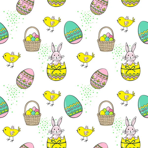 Holiday Easter Seamless Pattern Hand Drawn Sketch Style Cute Easter — Stock Photo, Image