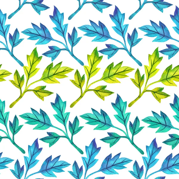Floraler Hintergrund Mit Blättern Aquarell Handgezeichneten Stil Der Frühling Hinterlässt — Stockfoto