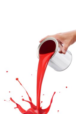 Beyaz arka plan üzerinde izole kırmızı boya splash resmini