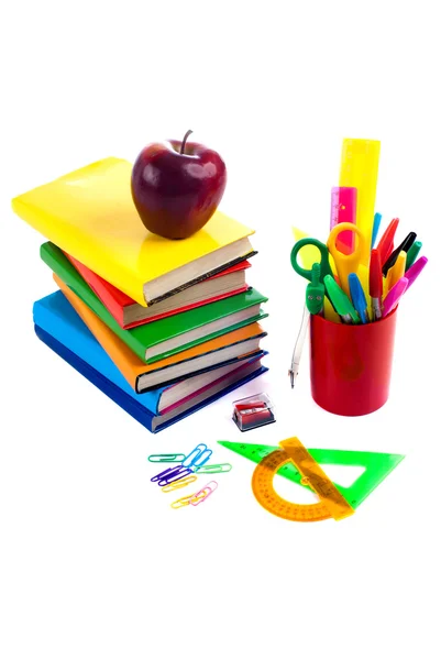 School and office supplies frame, on white background, back to school — Stock Photo, Image